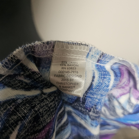 Purple Amethyst Turquoise Blue Palm Leaf Tropical Linen Blend Jacket Art To Wear - Picture 5 of 6